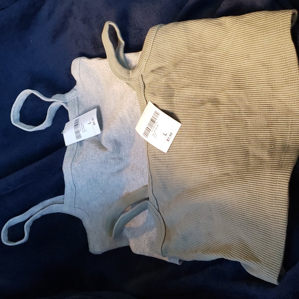 Forever21 Grey and Olive Crop Tanks